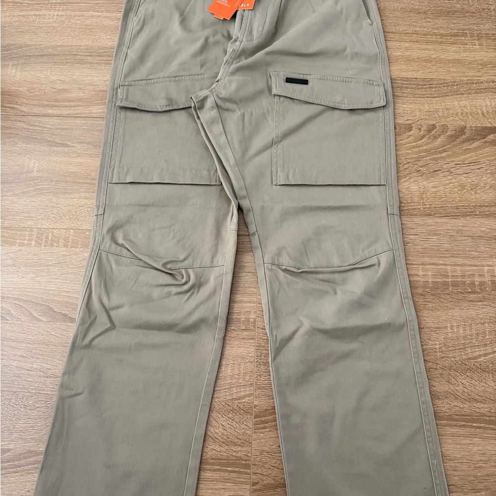 YoungLA Tan Cargo Pants with Relaxed Fit and Elastic Waistband - Picture 3 of 4